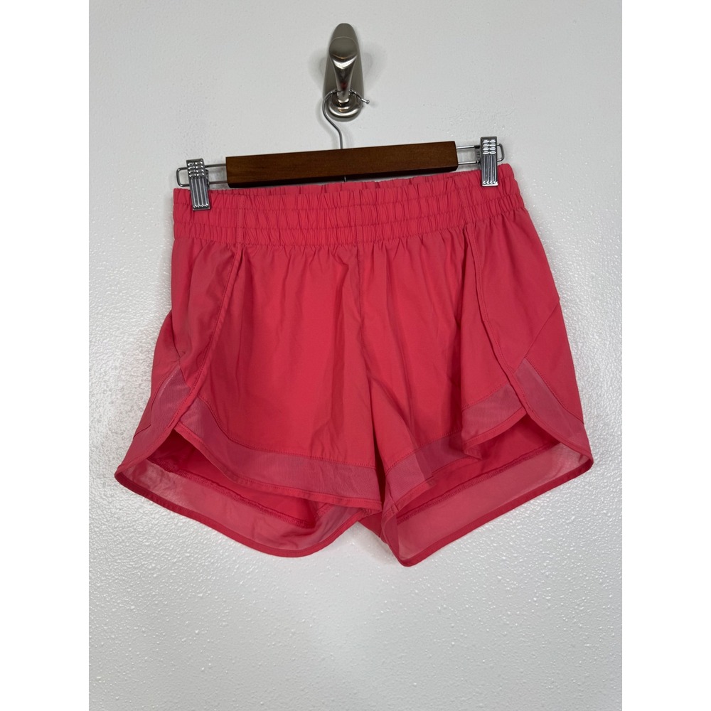 Athleta Mesh Racer Run Short 4 Coral Pink Womens XS Athletic Running Shorts